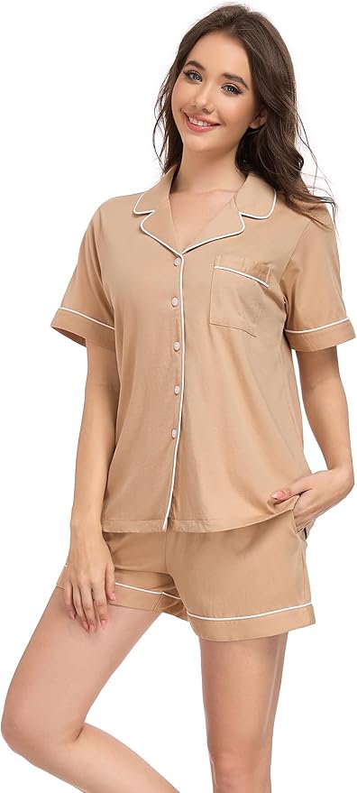 100% Cotton Pajama Set - Short Sleeve - 2 Piece