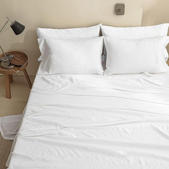 Linen Bed Sheet Set - King - 6 Piece