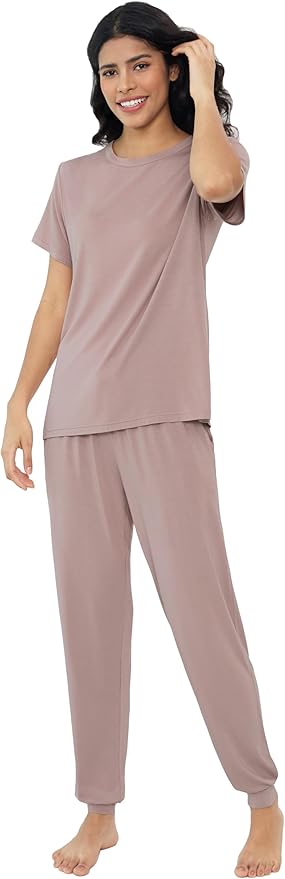 Women's Bamboo Pants Pajama Set - Short Sleeve - 2 Piece