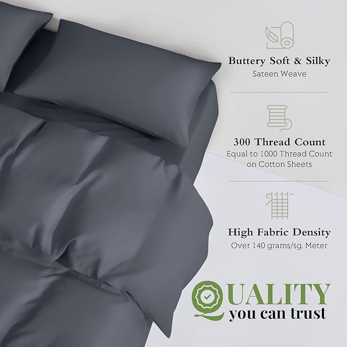 Bamboo Cooling Duvet Cover Set - Queen - 3 Piece