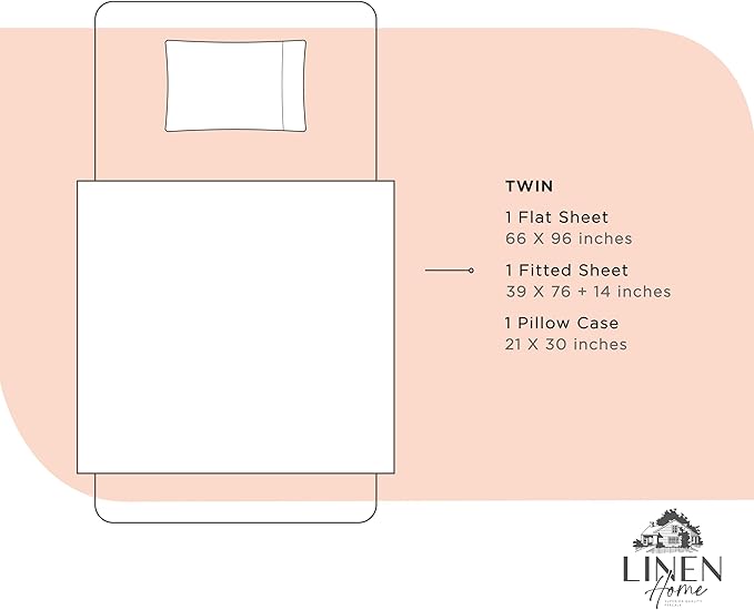 100% Cotton Bed Sheet Set - Twin - 3 Piece