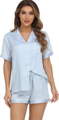 Women's Satin Pajama Set - Short Sleeve - 2 Piece