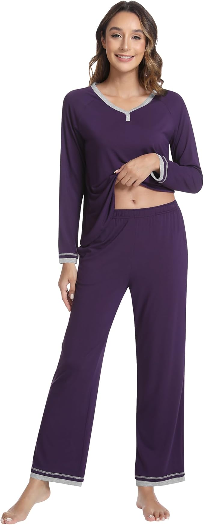 Women's Bamboo Pants Pajama Set - Long Sleeve - 2 Piece