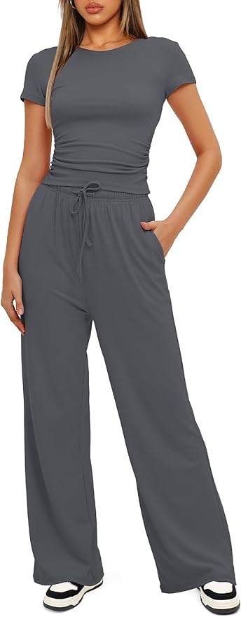 Women's Loungewear Set - Short Sleeve - Pants - 2 Piece