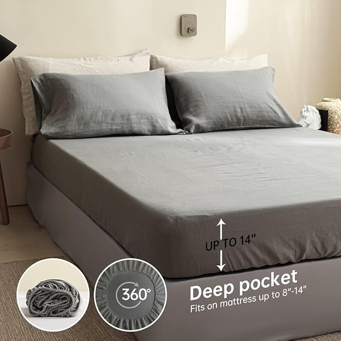 Linen Bed Sheet Set - Full - 4 Piece
