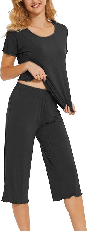 Bamboo Capri Pajama Set - Short Sleeve - 2 Piece
