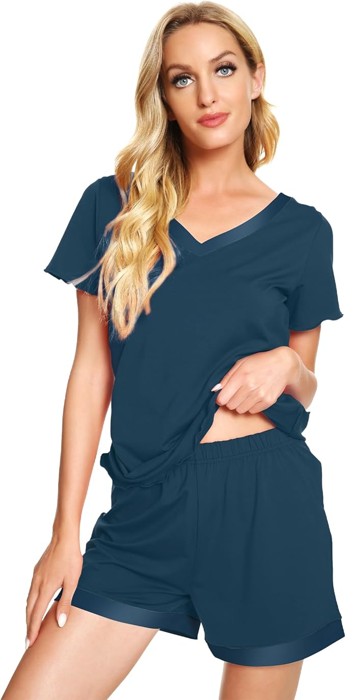 Women's Bamboo Cooling Pajama Set - Short Sleeve - 2 Piece