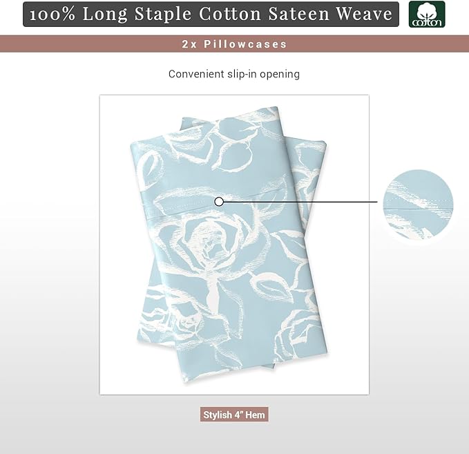 100% Cotton Pillowcase Set - King - 2 Piece