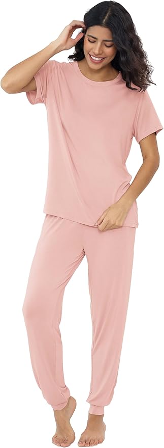 Women's Bamboo Pants Pajama Set - Short Sleeve - 2 Piece