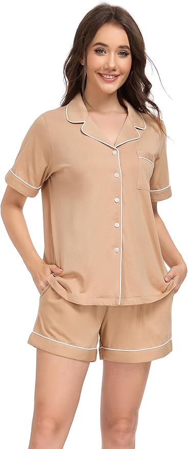 100% Cotton Pajama Set - Short Sleeve - 2 Piece