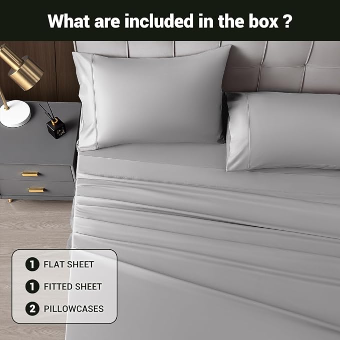 Bamboo Cooling Bed Sheet Set - King - 4 Piece