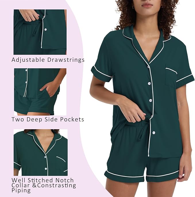 Women's Bamboo Cooling Pajama Set - Short Sleeve - 2 Piece