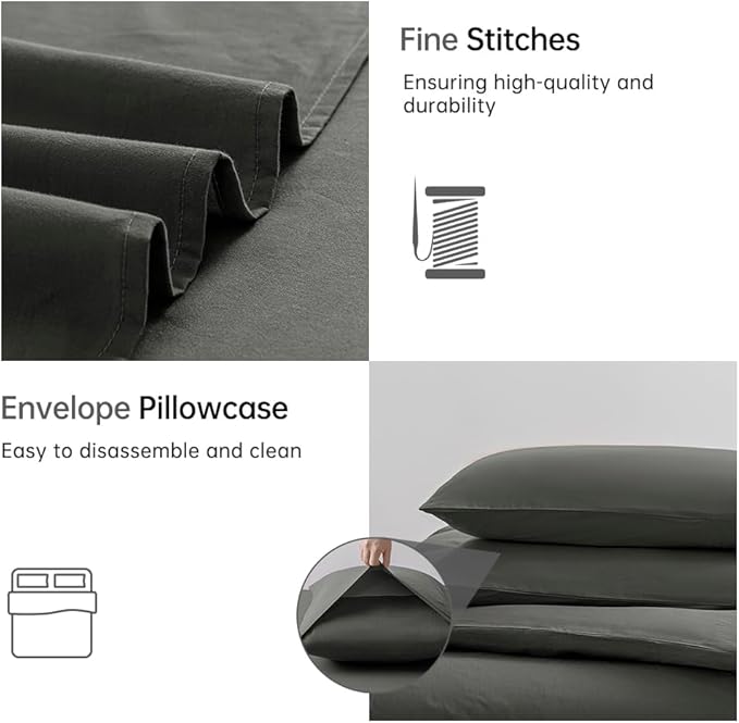 Linen Duvet Cover Set - California King - 3 Piece