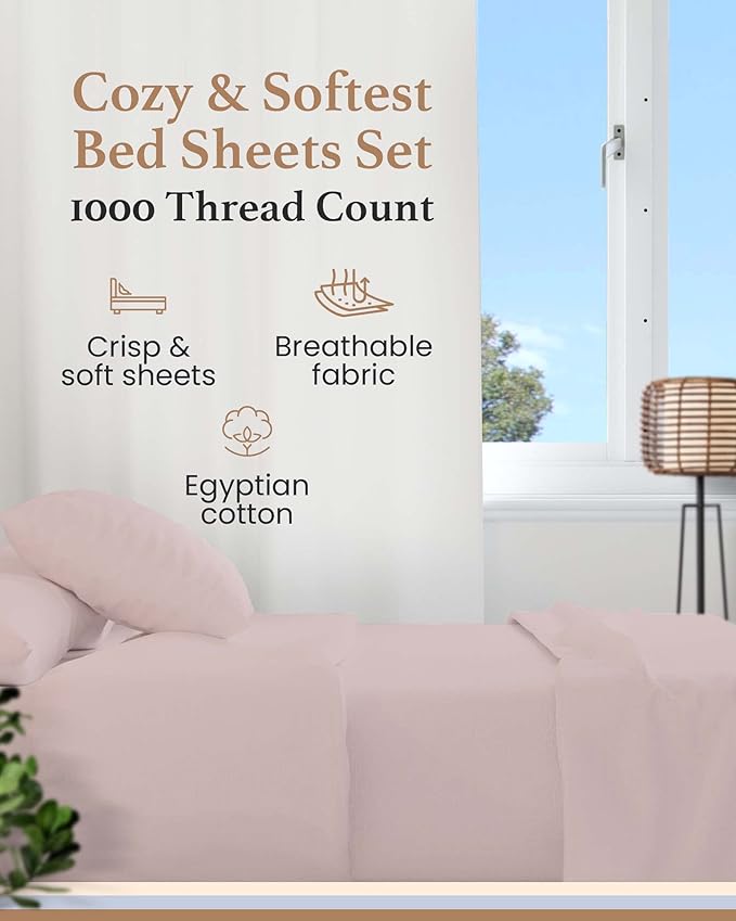 100% Cotton Bed Sheet Set - Split King - 16 in Deep Pocket - 5 Piece