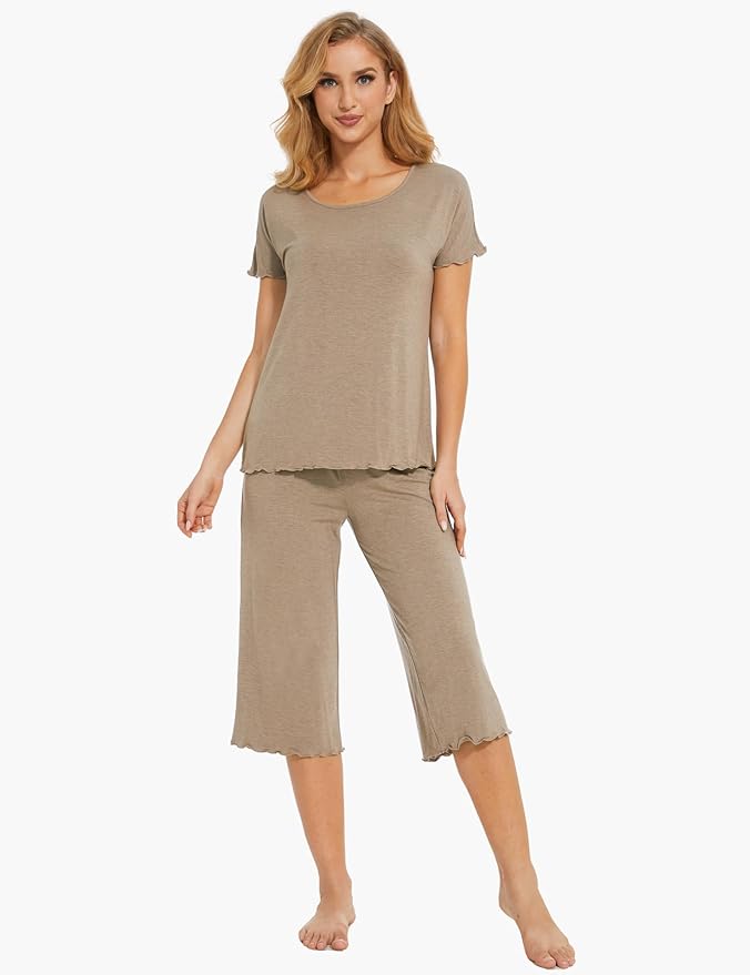 Bamboo Capri Pajama Set - Short Sleeve - 2 Piece