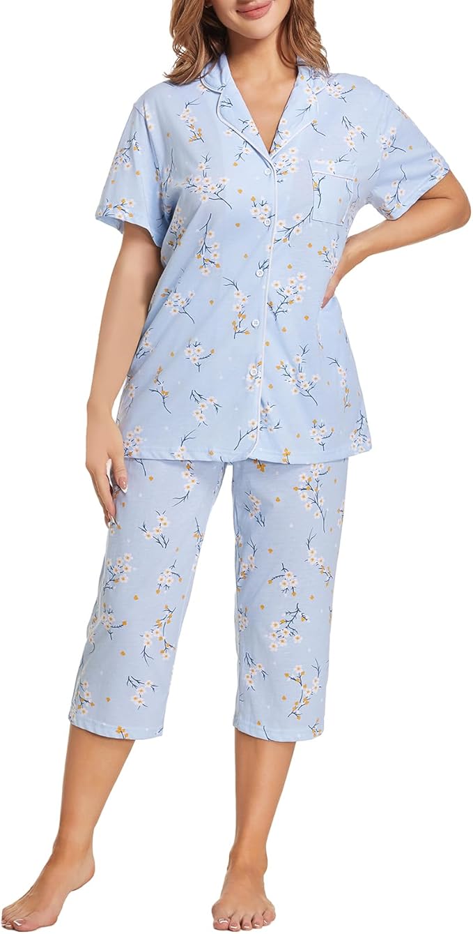 Capri Pajama Set - Short Sleeve - 2 Piece