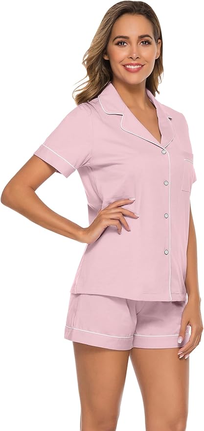100% Cotton Pajama Set - Short Sleeve - 2 Piece