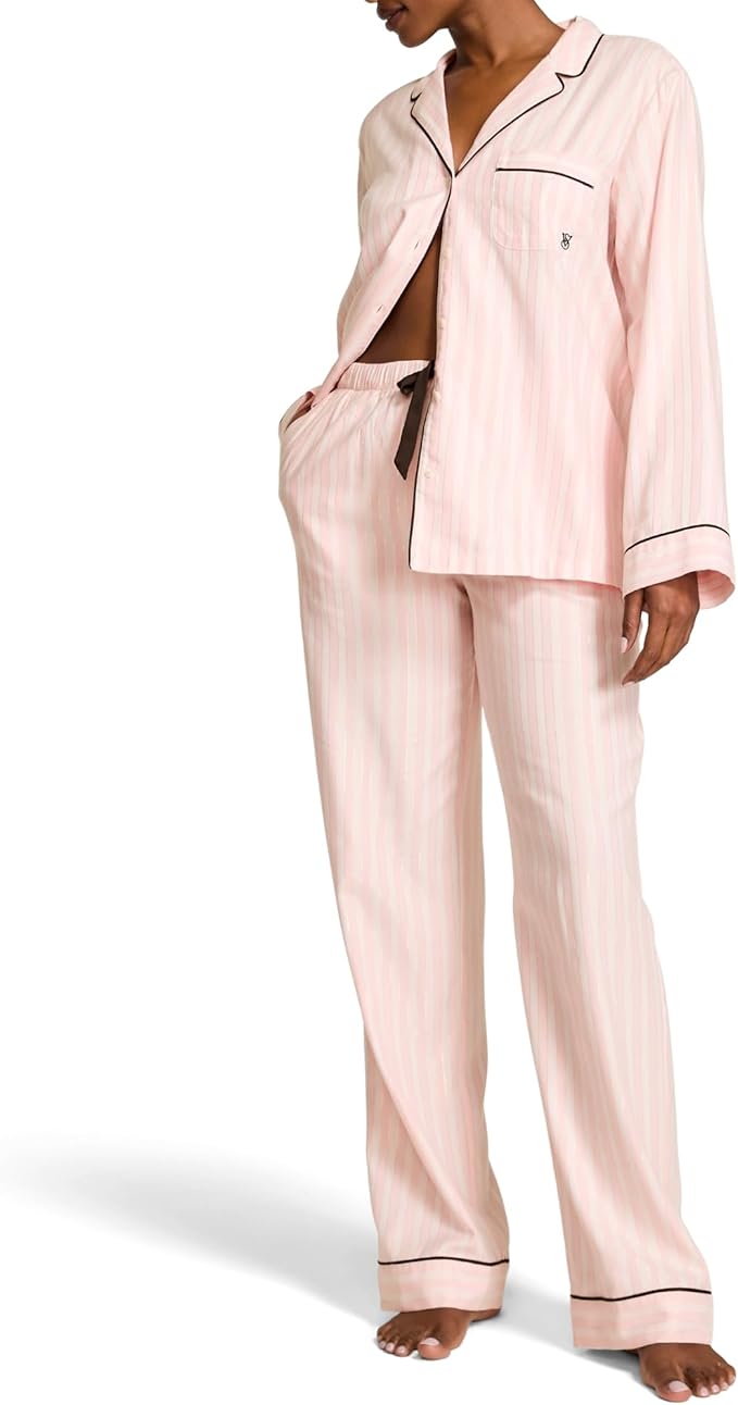 Women's Flannel Pants Pajama Set - Long Sleeve - 2 Piece