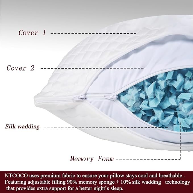 Memory Foam Hypoallergenic Bed Pillow - Standard