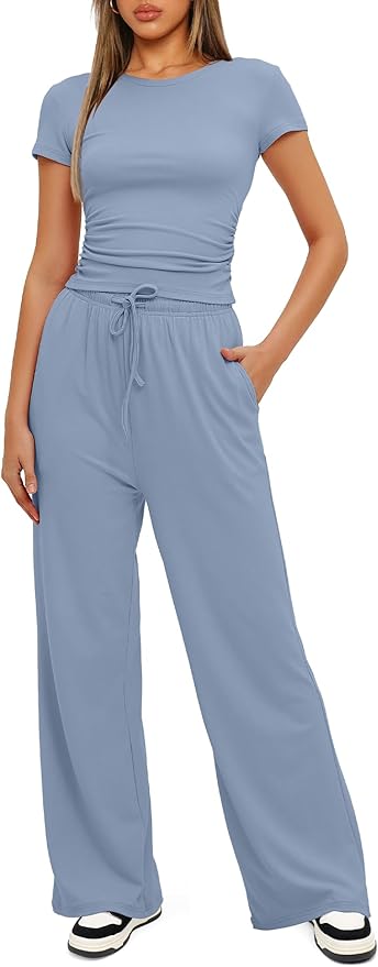 Women's Loungewear Set - Short Sleeve - Pants - 2 Piece