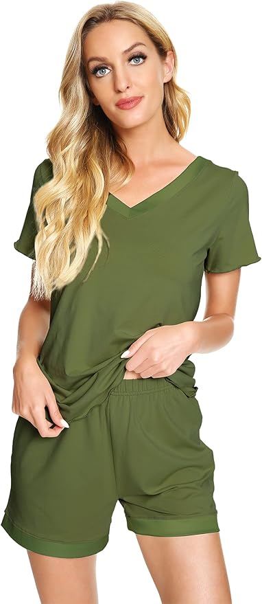 Women's Bamboo Cooling Pajama Set - Short Sleeve - 2 Piece