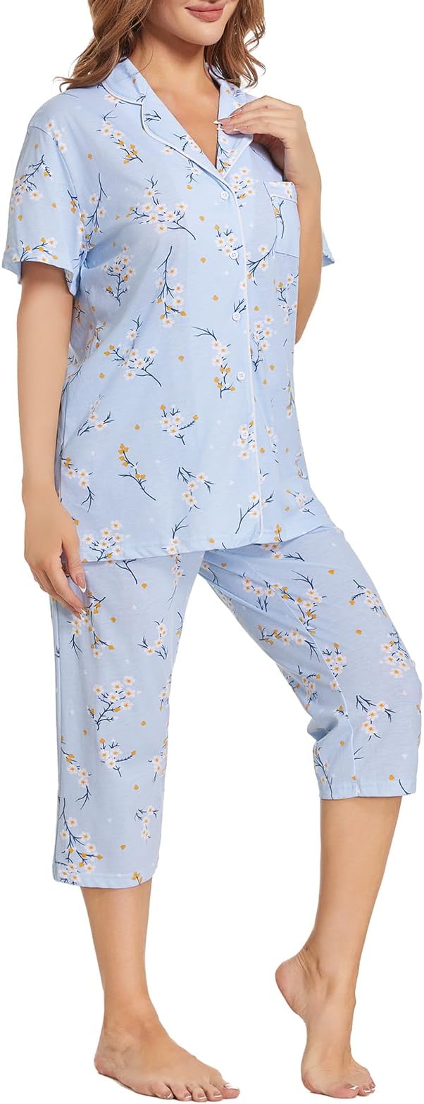 Capri Pajama Set - Short Sleeve - 2 Piece