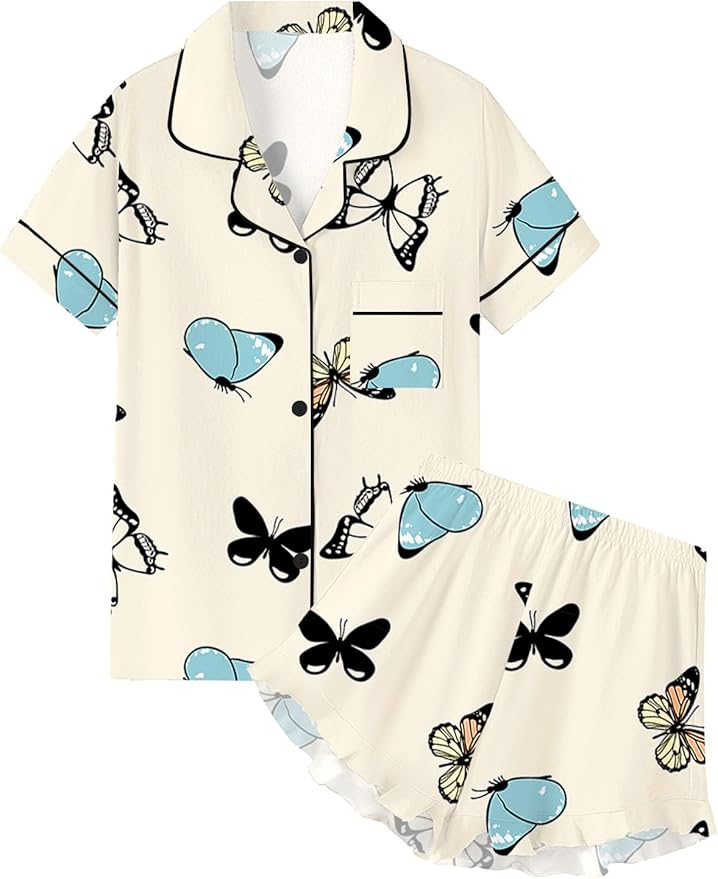 100% Cotton Shorts Pajama Set - Short Sleeve - 2 Piece
