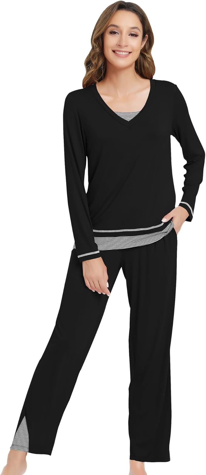 Women's Bamboo Pants Pajama Set - Long Sleeve - 2 Piece