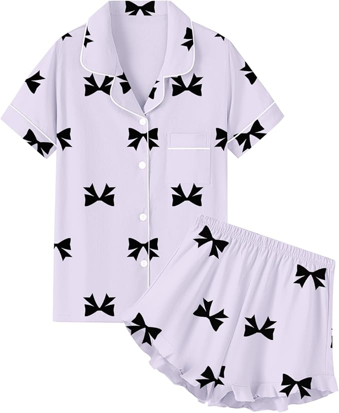 100% Cotton Shorts Pajama Set - Short Sleeve - 2 Piece