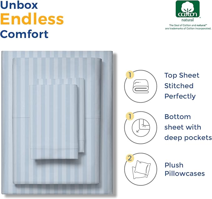 Cooling Bed Sheet Set - King - 18 in Deep Pocket - 4 Piece