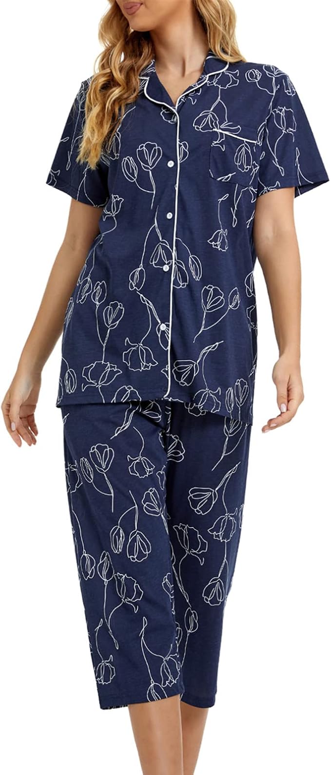 Capri Pajama Set - Short Sleeve - 2 Piece