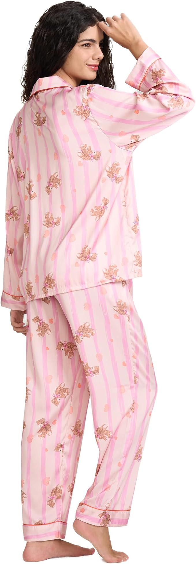 Satin Pajama Set - Long Sleeve - 2 Piece