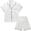 Satin Pajama Set - Short Sleeve - 2 Piece
