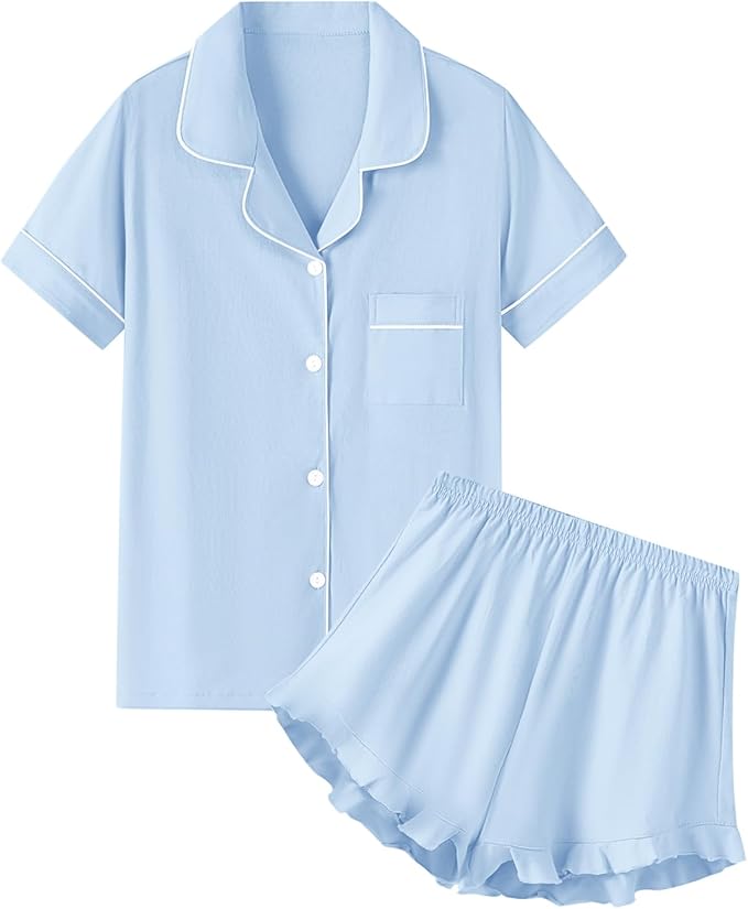 100% Cotton Shorts Pajama Set - Short Sleeve - 2 Piece