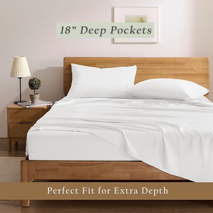 Bamboo Cooling Bed Sheet Set - King - 4 Piece