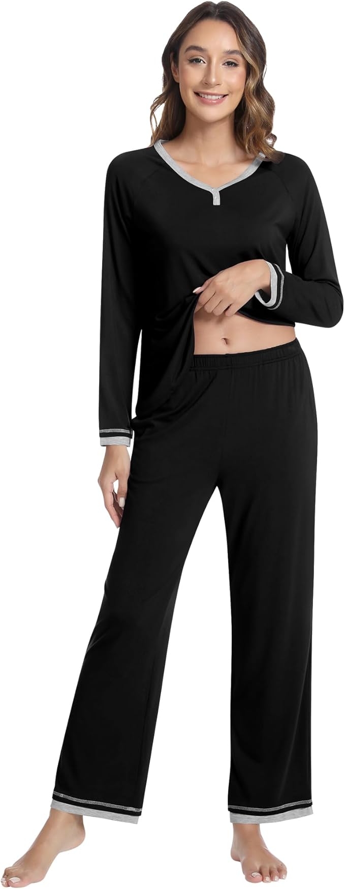 Women's Bamboo Pants Pajama Set - Long Sleeve - 2 Piece