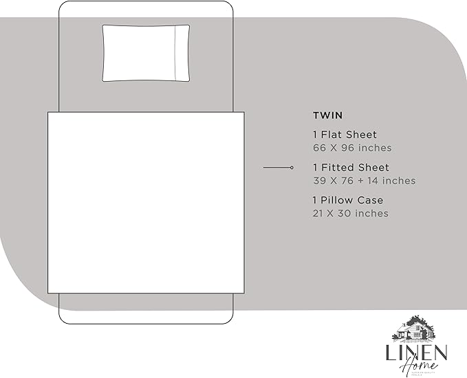 100% Cotton Bed Sheet Set - Twin - 3 Piece