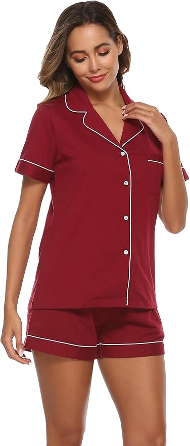 100% Cotton Pajama Set - Short Sleeve - 2 Piece