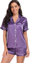 Women's Satin Pajama Set - Short Sleeve - 2 Piece