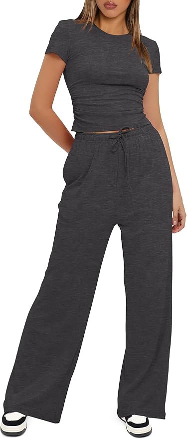 Women's Loungewear Set - Short Sleeve - Pants - 2 Piece