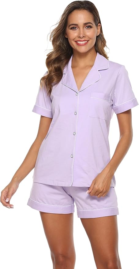 100% Cotton Pajama Set - Short Sleeve - 2 Piece