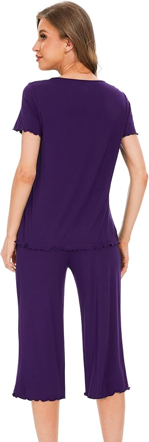 Bamboo Capri Pajama Set - Short Sleeve - 2 Piece