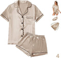 Satin Pajama Set - Short Sleeve - 4 Piece