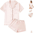 Satin Pajama Set - Short Sleeve - 4 Piece