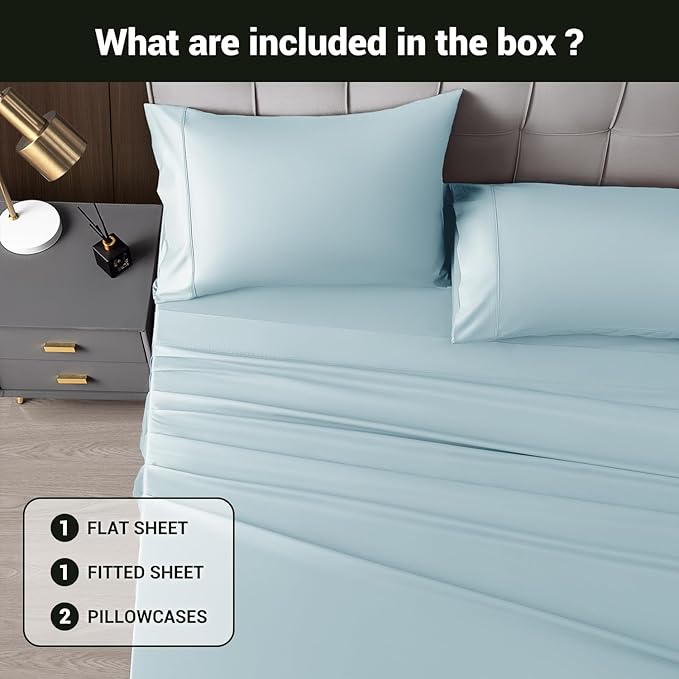 Bamboo Cooling Bed Sheet Set - King - 4 Piece