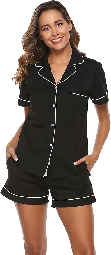 100% Cotton Pajama Set - Short Sleeve - 2 Piece