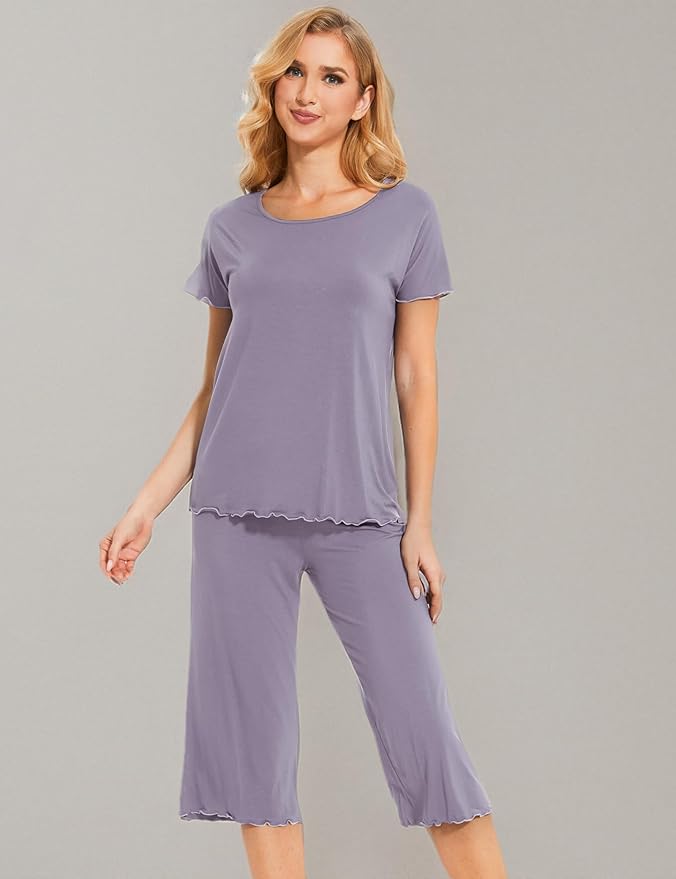 Bamboo Capri Pajama Set - Short Sleeve - 2 Piece