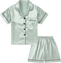 Satin Pajama Set - Short Sleeve - 2 Piece