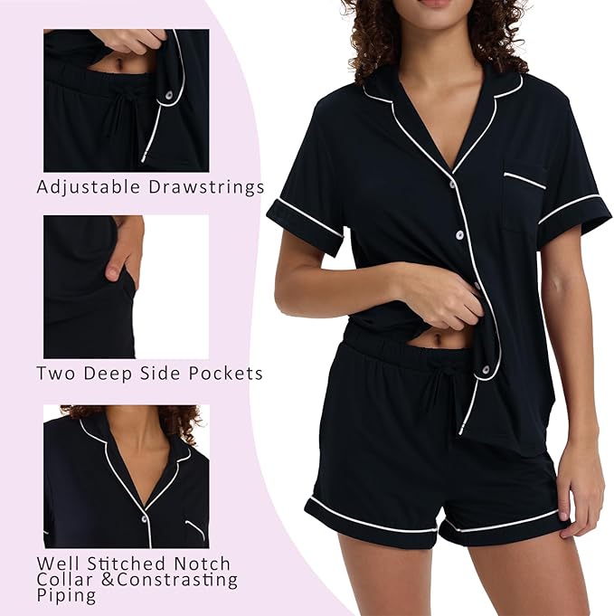 Women's Bamboo Cooling Pajama Set - Short Sleeve - 2 Piece