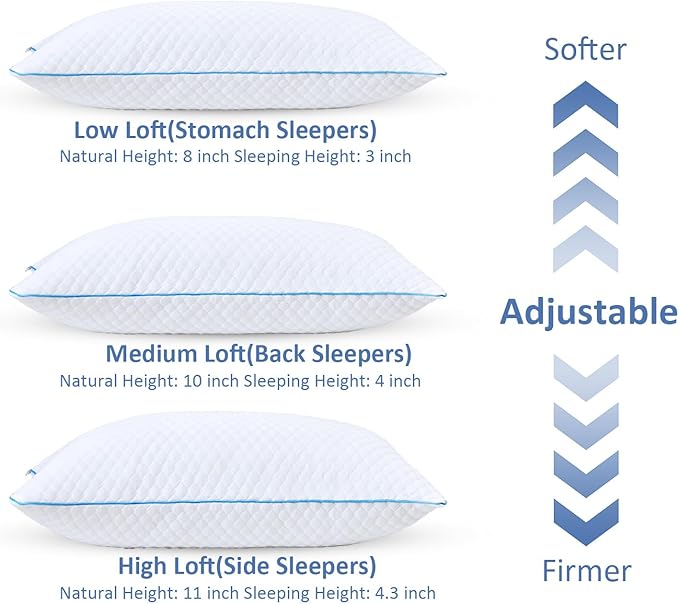 Memory Foam Cooling Bed Pillow - Standard - 2 Pack